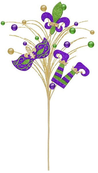 25" GLITTER MARDI GRAS SPRAY