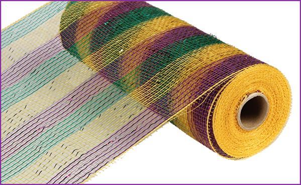 10" MARDI GRAS THICK STRIPE MESH- (10YDS)