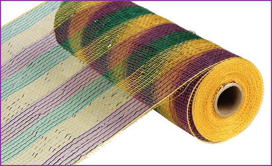 10" MARDI GRAS THICK STRIPE MESH- (10YDS)