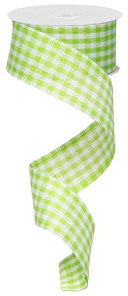1.5" X 10YDS - LIME GINGHAM RIBBON