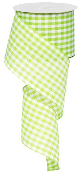 2.5" X 10YDS - LIME GINGHAM RIBBON