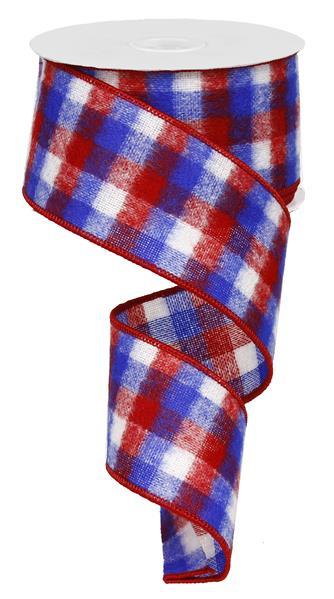 2.5" PATRIOTIC FLANNEL CHECK RIBBON - (10YDS)