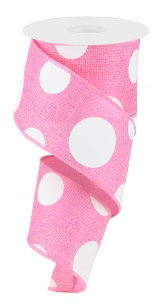 2.5" LIGHT PINK GIANT POLKA DOT RIBBON (10YDS)