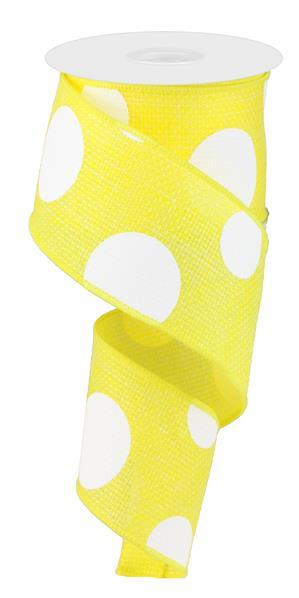 2.5" YELLOW GIANT POLKA DOT RIBBON - (10YDS)