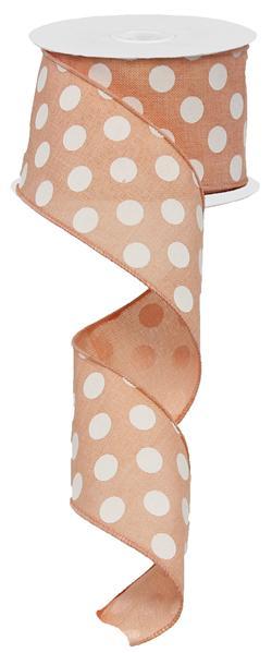 2.5" PEACH MEDIUM POLKA DOT RIBBON (10YDS)