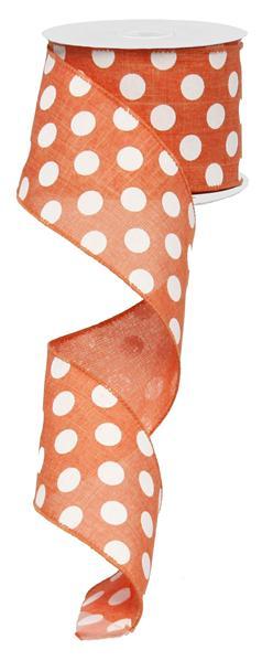 2.5" CORAL MEDIUM POLKA DOT RIBBON (10YDS)