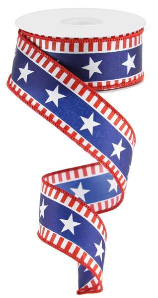 1.5"BOLD STARS AND STRIPES RIBBON - (10YDS)