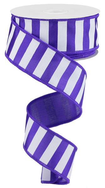 1.5" PURPLE/WHITE STRIPE RIBBON - (10YDS)