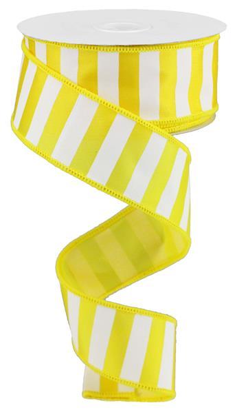 1.5" YELLOW/ WHITE HORIZONTAL STRIPE RIBBON - (10YDS)