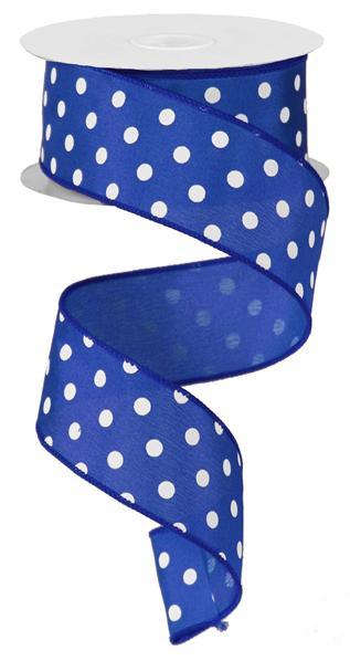 1.5" ROYAL SMALL POLKA DOT (10YDS)