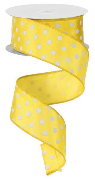 1.5" YELLOW SMALL POLKA DOT RIBBON - (10YDS)