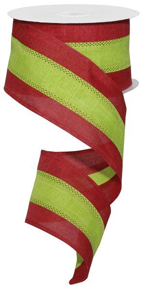 2.5" X 10YDS - RED WITH LIME STRIPE
