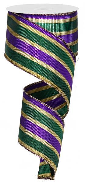 2.5" MARDI GRAS STRIPE RIBBON - (10YDS)
