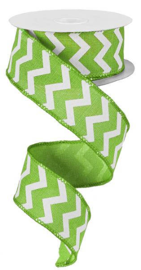 1.5" LIME GREEN CHEVRON RIBBON - (10YDS)