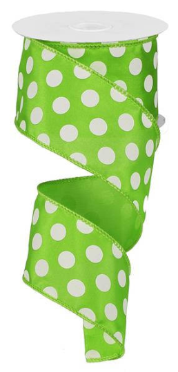 2.5" LIME GREEN MED POLKA DOT (10YDS)