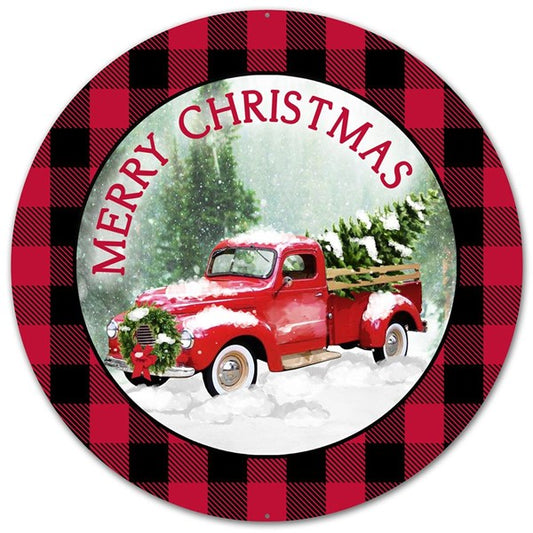 12" MERRY CHIRSTMAS TRUCK PLAID
