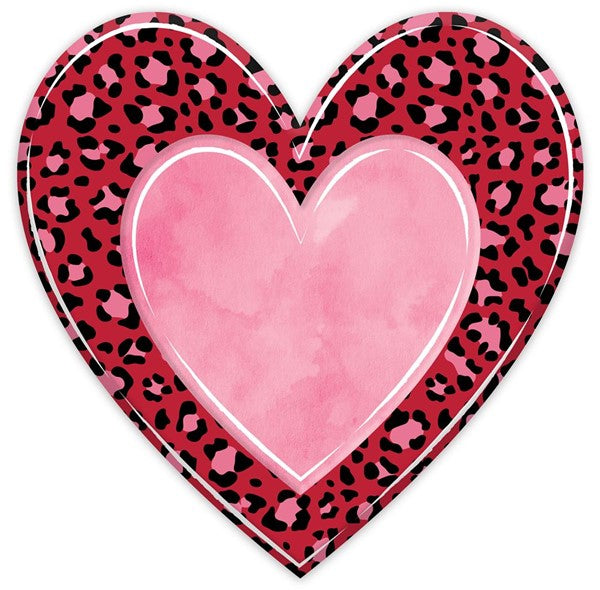 12" METAL EMBOSSED LEOPARD HEART
