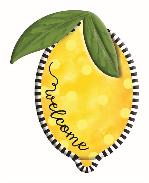 12"H X 9.5"W Embossed Welcome Lemon