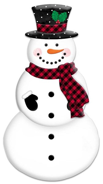 12"H X 6.5"L Embossed Snowman W/Scarf