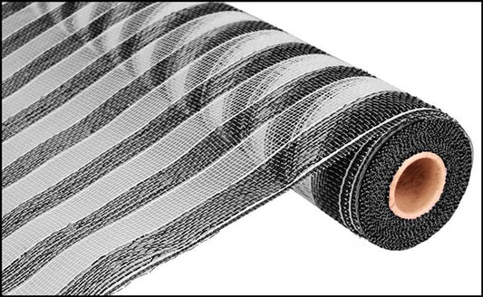 21" BLACK AND WHITE STRIPE MESH - (10YDS)