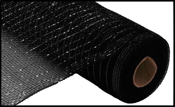 10" X 10YDS - BLACK METALLIC DECO MESH