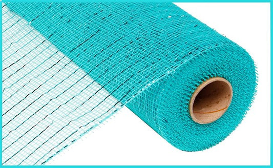 10" AQUA W DARK TURQUOISE FOIL MESH - (10YDS)