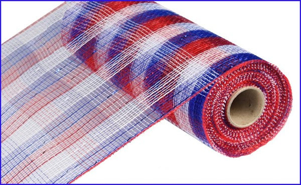 10" RED WHITE BLUE CHECK MESH- (10YDS)