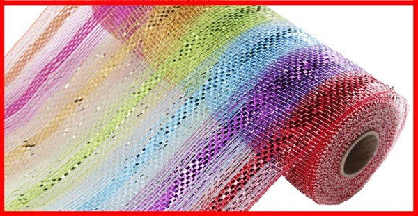 10" X 10YDS - RAINBOW STRIPE METALLIC MESH