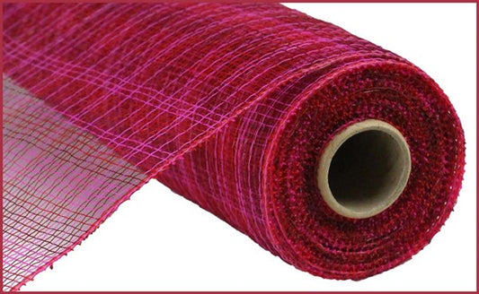 10" MULTI STRIPE - HOT PINK/RED/BURG DECO MESH - (10YDS)