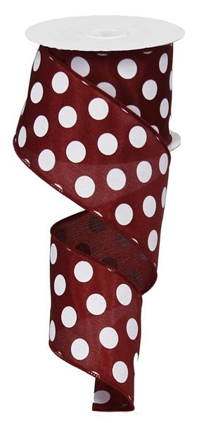 2.5" BURGUNDY POLKA DOT RIBBON (10YDS)