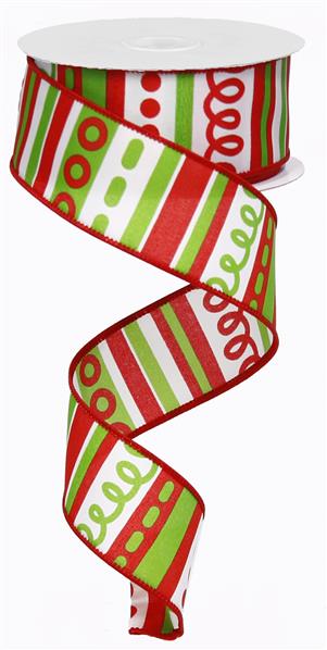 1.5" CHRISTMAS LOOPY STRIPES (10YDS)