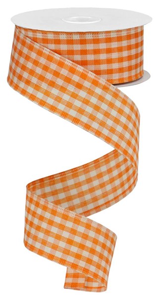 1.5" X 10YDS - ORANGE GINGHAM RIBBON