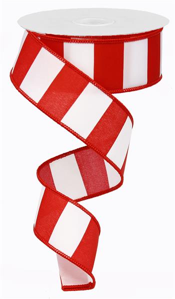 1.5" RED WHITE STRIPE RIBBON- (10YDS)