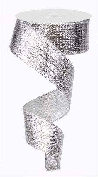 1.5" METALLIC SILVER WIRED RIBBON (10YDS)