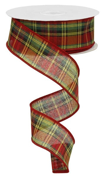 1.5" RED/GREEN/YELLOW/BLACK PLAID RIBBON - (10YDS)