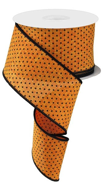2.5"X10yd Raised Swiss Dots On Royal BLACK/ORANGE