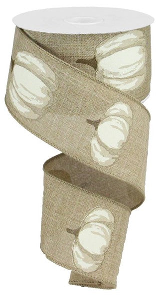 2.5"X10yd Pumpkin On Royal Lt Beige/Cream/Brown