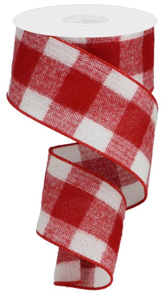 2.5" X 10YDS - LARGE FUZZY CHECK RED/WHITE RIBBON