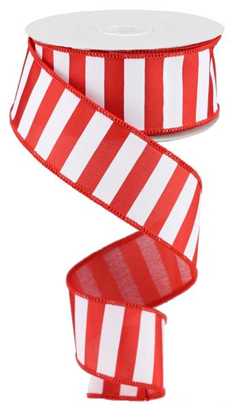 1.5" X 10YDS - RED/WHITE STRIPE RIBBON