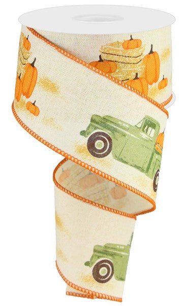 2.5" X 10YDS - PUMPKINS AND TRUCKS RIBBON