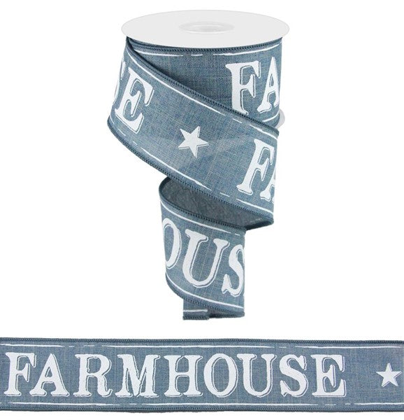 2.5" X 10YDS - BLUE FARMHOUSE RIBBON
