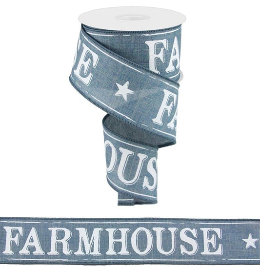 2.5" X 10YDS - BLUE FARMHOUSE RIBBON