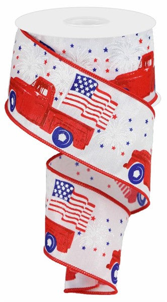 2.5" PATRIOTIC TRUCKS RIBBON - (10YDS)