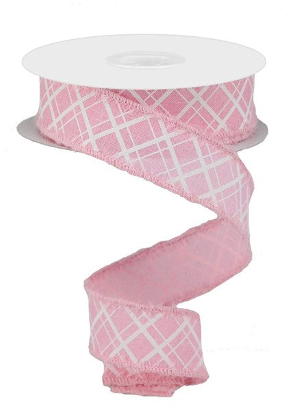 1.5" PINK/WHITE STRIPE RIBBON WITH DRIFT EDGE - (10YDS)