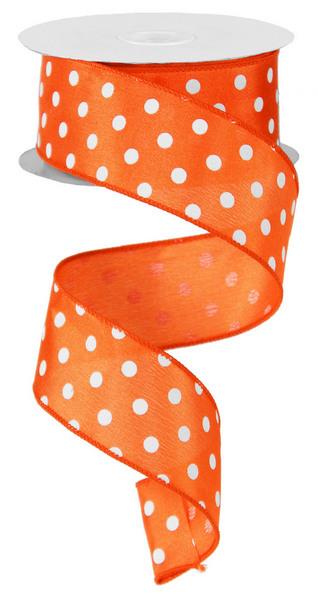 1.5" ORANGE SMALL POLKA DOT RIBBON (10YDS)