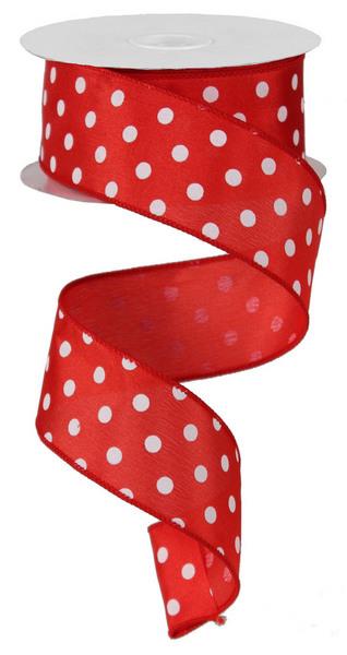 1.5" RED POLKA DOT RIBBON (10YDS)