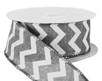 1.5" GREY CHEVRON RIBBON - (10YDS)