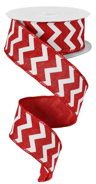 1.5" RED CHEVRON RIBBON - (10YDS)