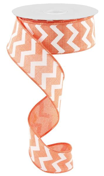 1.5" CORAL CHEVRON RIBBON (10YDS)