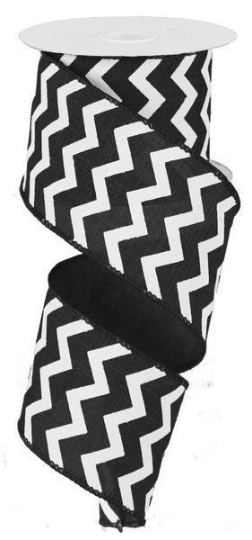 2.5" BLACK CHEVRON RIBBON - (10YDS)
